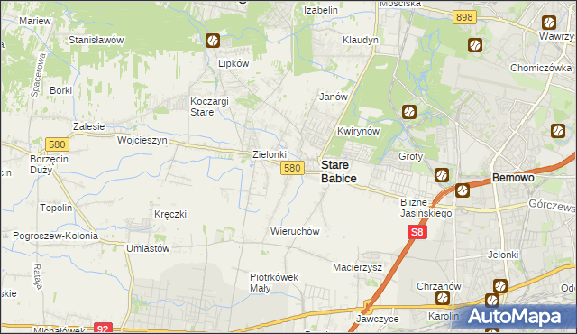 mapa Zielonki-Parcela, Zielonki-Parcela na mapie Targeo