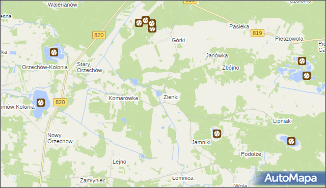 mapa Zienki, Zienki na mapie Targeo