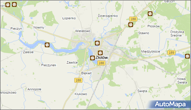 mapa Złotów, Złotów na mapie Targeo