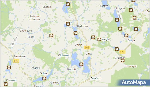 mapa Żółcin, Żółcin na mapie Targeo