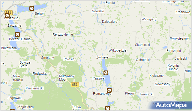 mapa Żwikiele, Żwikiele na mapie Targeo