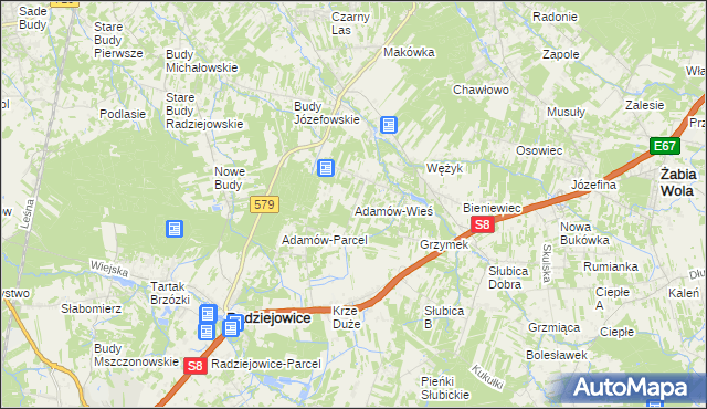 mapa Adamów-Wieś, Adamów-Wieś na mapie Targeo