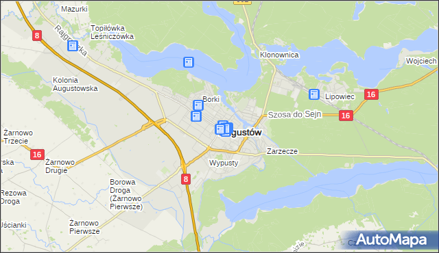 mapa Augustów, Augustów na mapie Targeo
