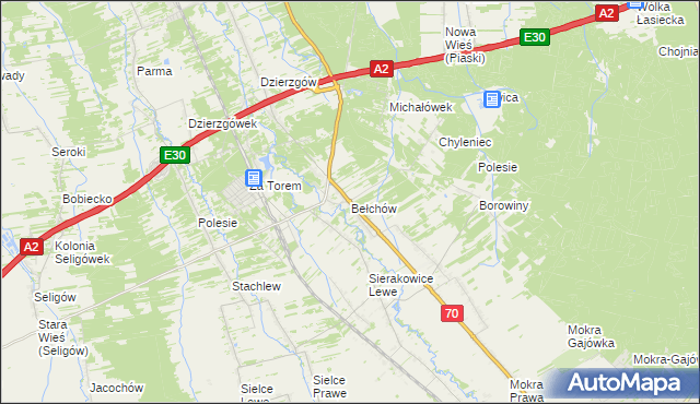 mapa Bełchów, Bełchów na mapie Targeo