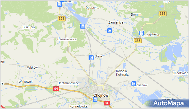 mapa Biała gmina Chojnów, Biała gmina Chojnów na mapie Targeo