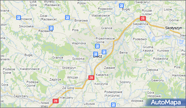 mapa Biecz powiat gorlicki, Biecz powiat gorlicki na mapie Targeo