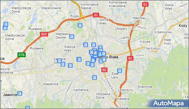 mapa Bielsko-Białej, Bielsko-Biała na mapie Targeo