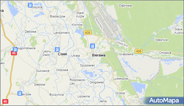 mapa Bierawa, Bierawa na mapie Targeo