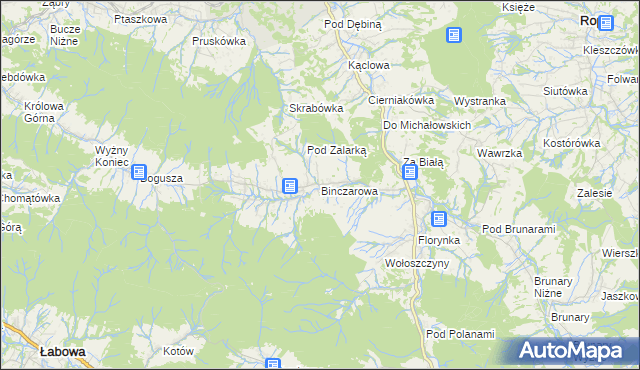 mapa Binczarowa, Binczarowa na mapie Targeo
