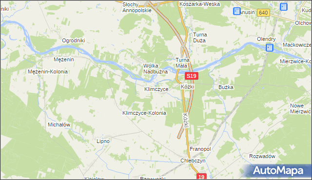 mapa Binduga gmina Sarnaki, Binduga gmina Sarnaki na mapie Targeo