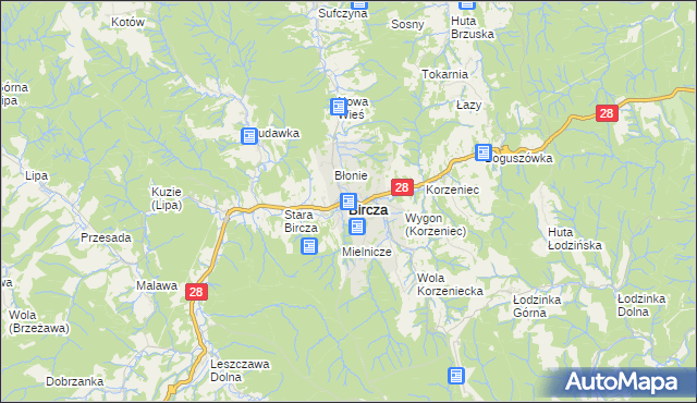 mapa Bircza, Bircza na mapie Targeo