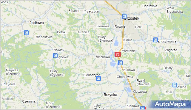 mapa Błażkowa gmina Brzyska, Błażkowa gmina Brzyska na mapie Targeo