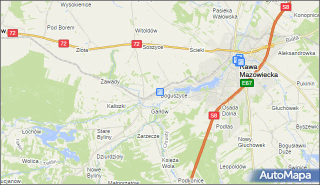 mapa Boguszyce gmina Rawa Mazowiecka, Boguszyce gmina Rawa Mazowiecka na mapie Targeo