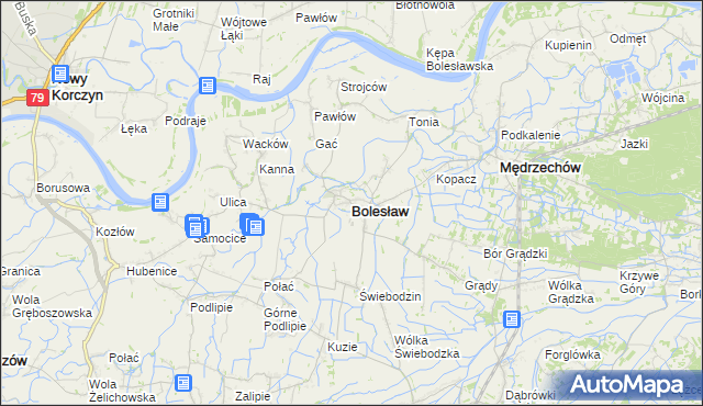 mapa Bolesław powiat dąbrowski, Bolesław powiat dąbrowski na mapie Targeo