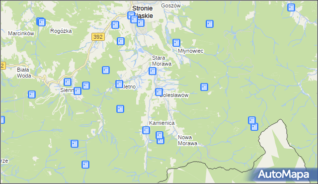 mapa Bolesławów gmina Stronie Śląskie, Bolesławów gmina Stronie Śląskie na mapie Targeo
