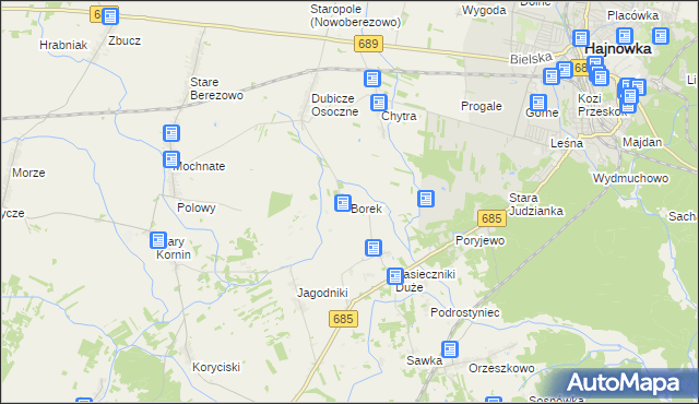 mapa Borek gmina Hajnówka, Borek gmina Hajnówka na mapie Targeo