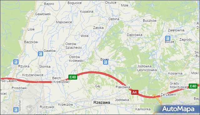 mapa Borek gmina Rzezawa, Borek gmina Rzezawa na mapie Targeo