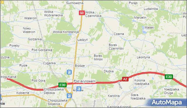 mapa Borek Miński, Borek Miński na mapie Targeo