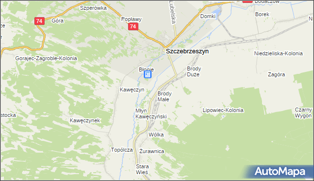 mapa Brody Małe gmina Szczebrzeszyn, Brody Małe gmina Szczebrzeszyn na mapie Targeo
