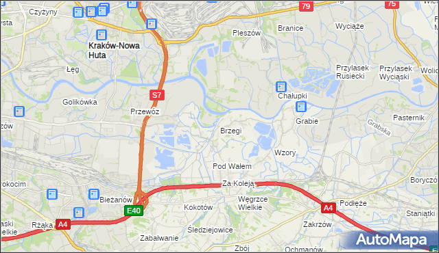 mapa Brzegi gmina Wieliczka, Brzegi gmina Wieliczka na mapie Targeo
