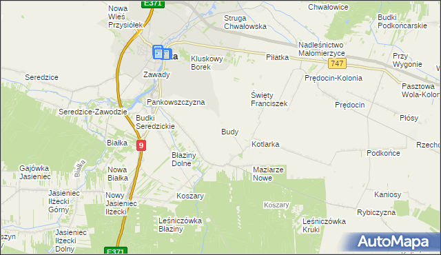 mapa Budy gmina Iłża, Budy gmina Iłża na mapie Targeo