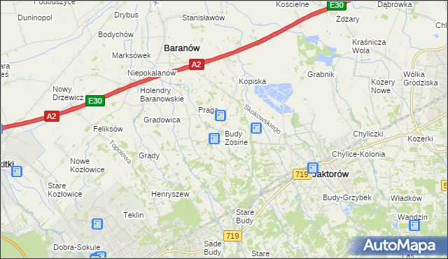 mapa Budy Zosine, Budy Zosine na mapie Targeo