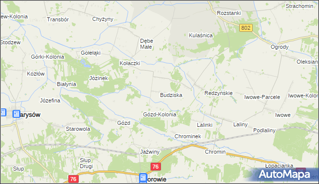 mapa Budziska gmina Latowicz, Budziska gmina Latowicz na mapie Targeo