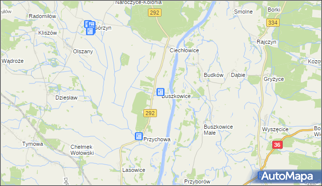 mapa Buszkowice gmina Ścinawa, Buszkowice gmina Ścinawa na mapie Targeo