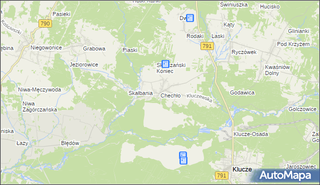 mapa Chechło gmina Klucze, Chechło gmina Klucze na mapie Targeo