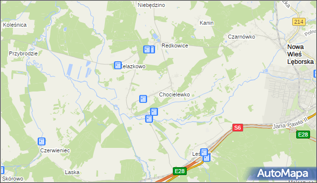 mapa Chocielewko, Chocielewko na mapie Targeo
