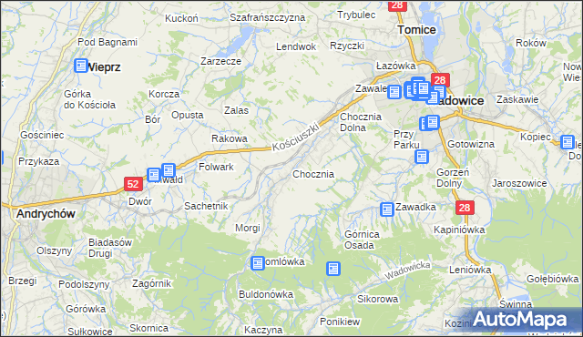 mapa Chocznia, Chocznia na mapie Targeo