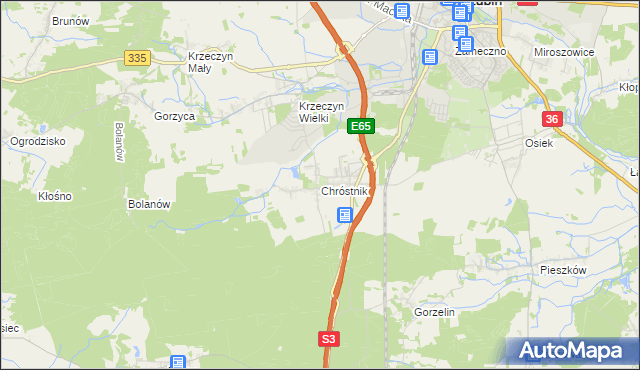 mapa Chróstnik, Chróstnik na mapie Targeo