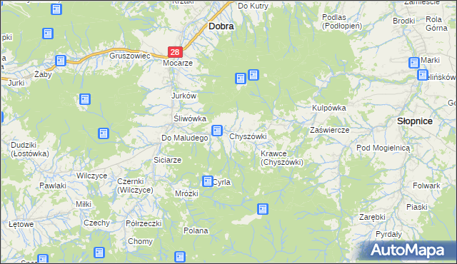mapa Chyszówki, Chyszówki na mapie Targeo