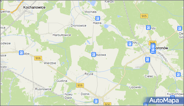 mapa Cieszowa, Cieszowa na mapie Targeo