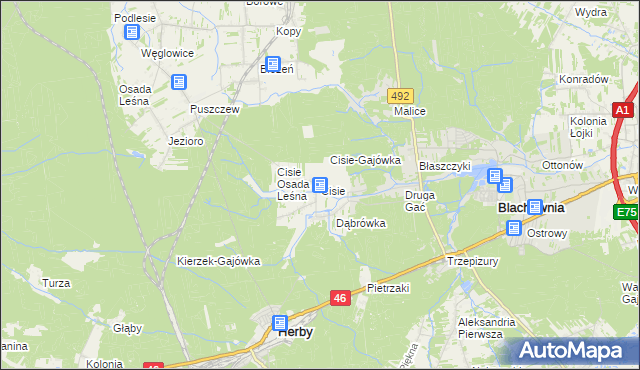 mapa Cisie gmina Blachownia, Cisie gmina Blachownia na mapie Targeo