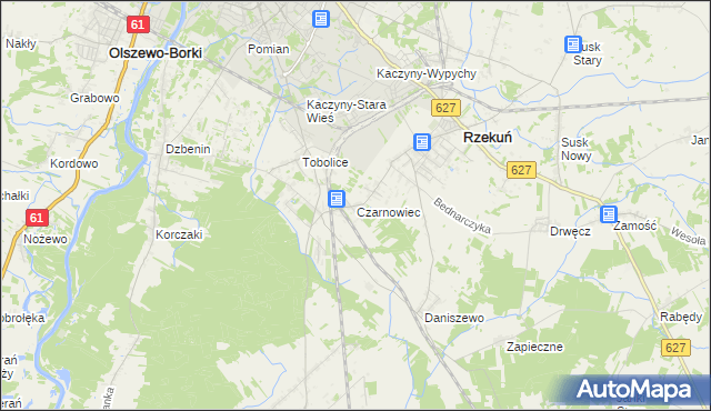 mapa Czarnowiec gmina Rzekuń, Czarnowiec gmina Rzekuń na mapie Targeo