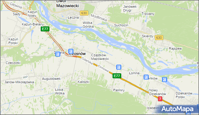 mapa Cząstków Polski, Cząstków Polski na mapie Targeo