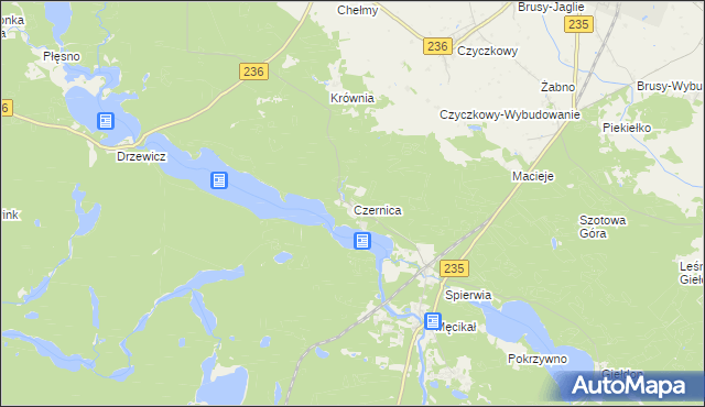 mapa Czernica gmina Brusy, Czernica gmina Brusy na mapie Targeo