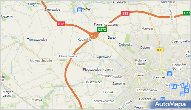 mapa Dąbrowica gmina Jastków, Dąbrowica gmina Jastków na mapie Targeo