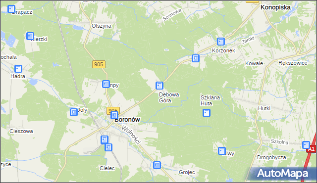 mapa Dębowa Góra gmina Boronów, Dębowa Góra gmina Boronów na mapie Targeo