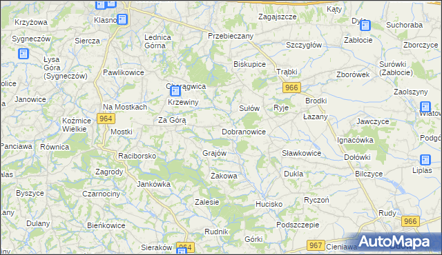 mapa Dobranowice gmina Wieliczka, Dobranowice gmina Wieliczka na mapie Targeo
