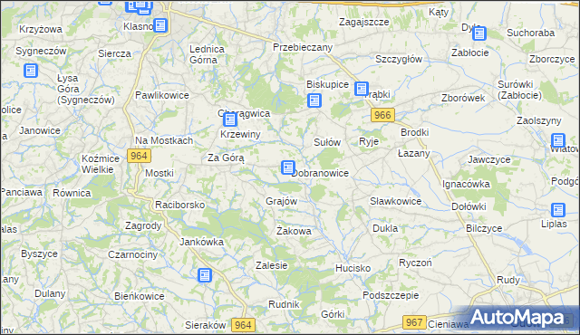 mapa Dobranowice gmina Wieliczka, Dobranowice gmina Wieliczka na mapie Targeo