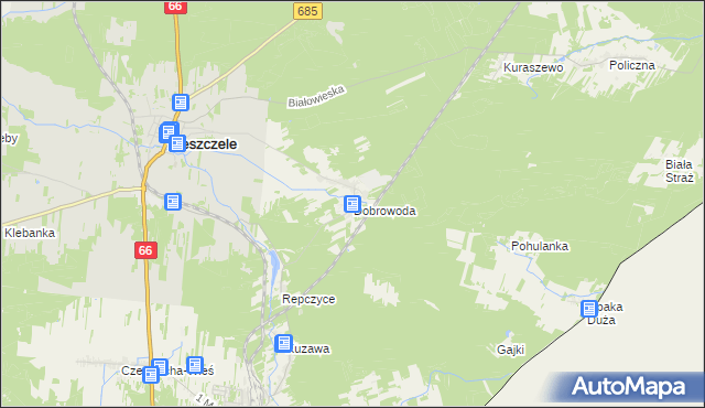 mapa Dobrowoda gmina Kleszczele, Dobrowoda gmina Kleszczele na mapie Targeo