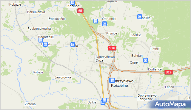 mapa Dobrzyniewo Duże, Dobrzyniewo Duże na mapie Targeo
