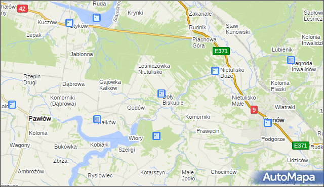 mapa Doły Biskupie, Doły Biskupie na mapie Targeo