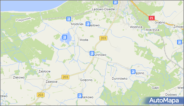 mapa Duninowo, Duninowo na mapie Targeo