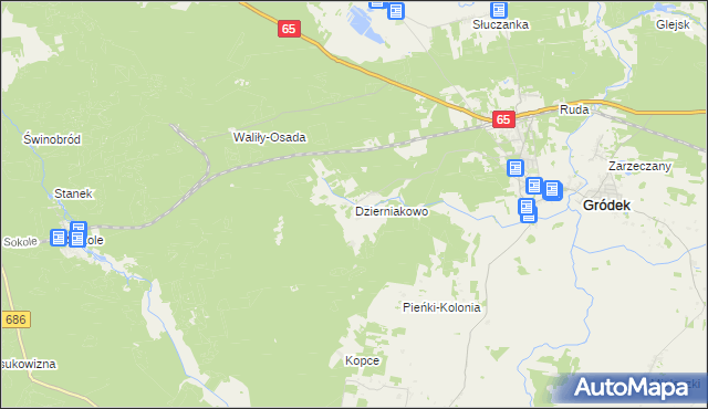 mapa Dzierniakowo, Dzierniakowo na mapie Targeo