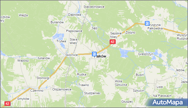 mapa Fałków, Fałków na mapie Targeo