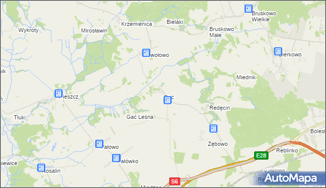 mapa Gać gmina Słupsk, Gać gmina Słupsk na mapie Targeo