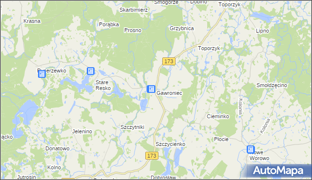 mapa Gawroniec gmina Połczyn-Zdrój, Gawroniec gmina Połczyn-Zdrój na mapie Targeo